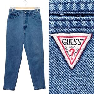 Vintage Guess Jeans High Waist Tapered Ankle Zip Mom Denim USA Made Size 30 | 10